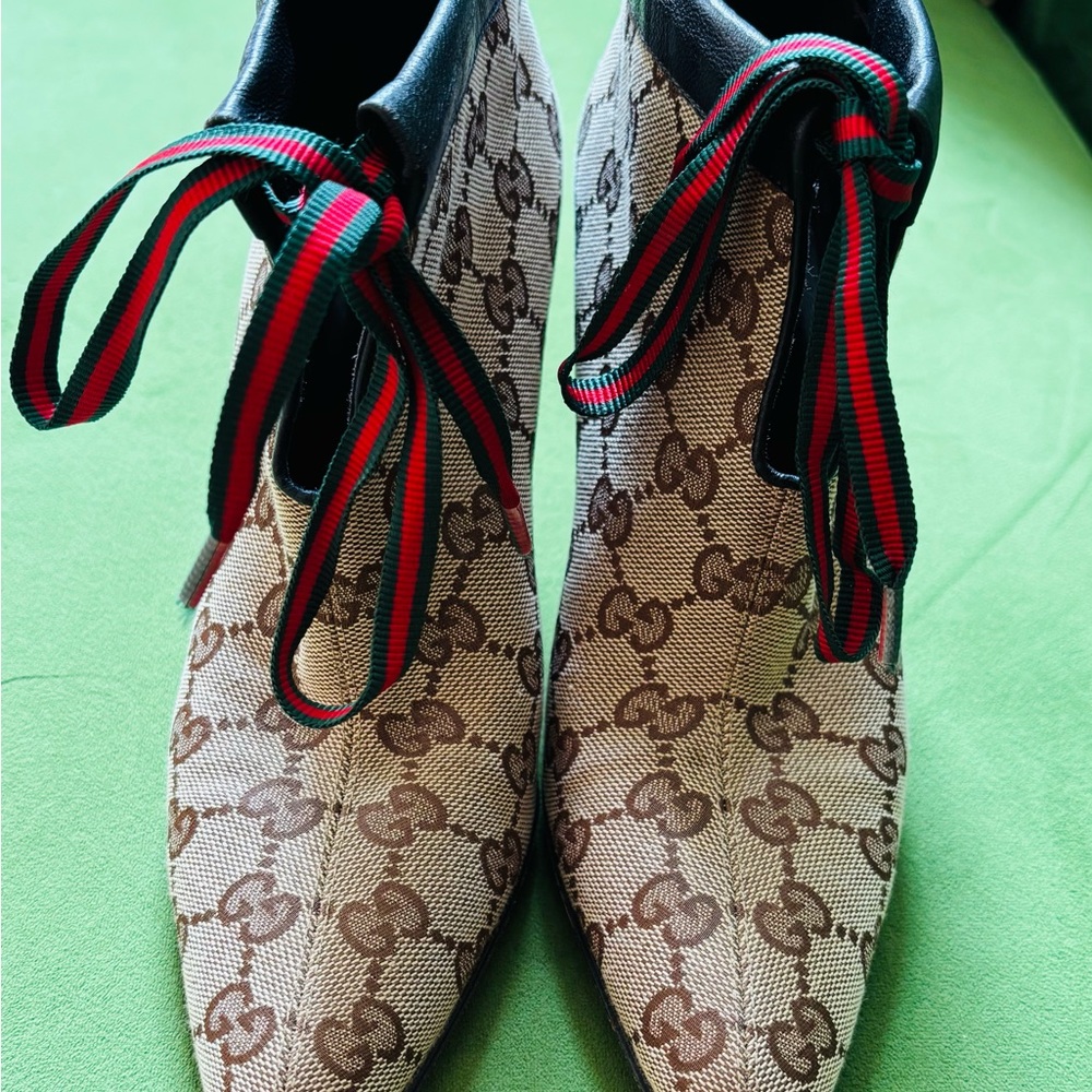 Gucci Brown Ankle Boots with Iconic Monogram